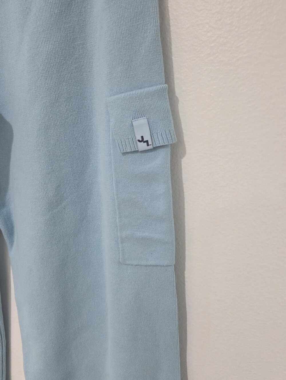 JoyLab Womens High-Rise Knit Cargo Wide Leg Pants in Cool Blue - Picture 8 of 11